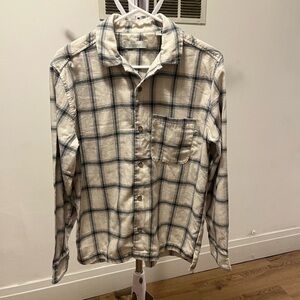 Standard Cloth Men's Plaid Flannel Shirt - White and Blue size Small